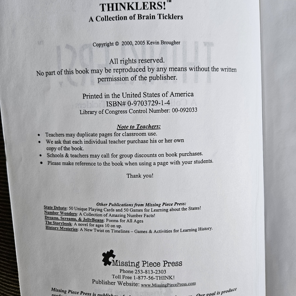 Thinkers Puzzle Book - Picture 4 of 10
